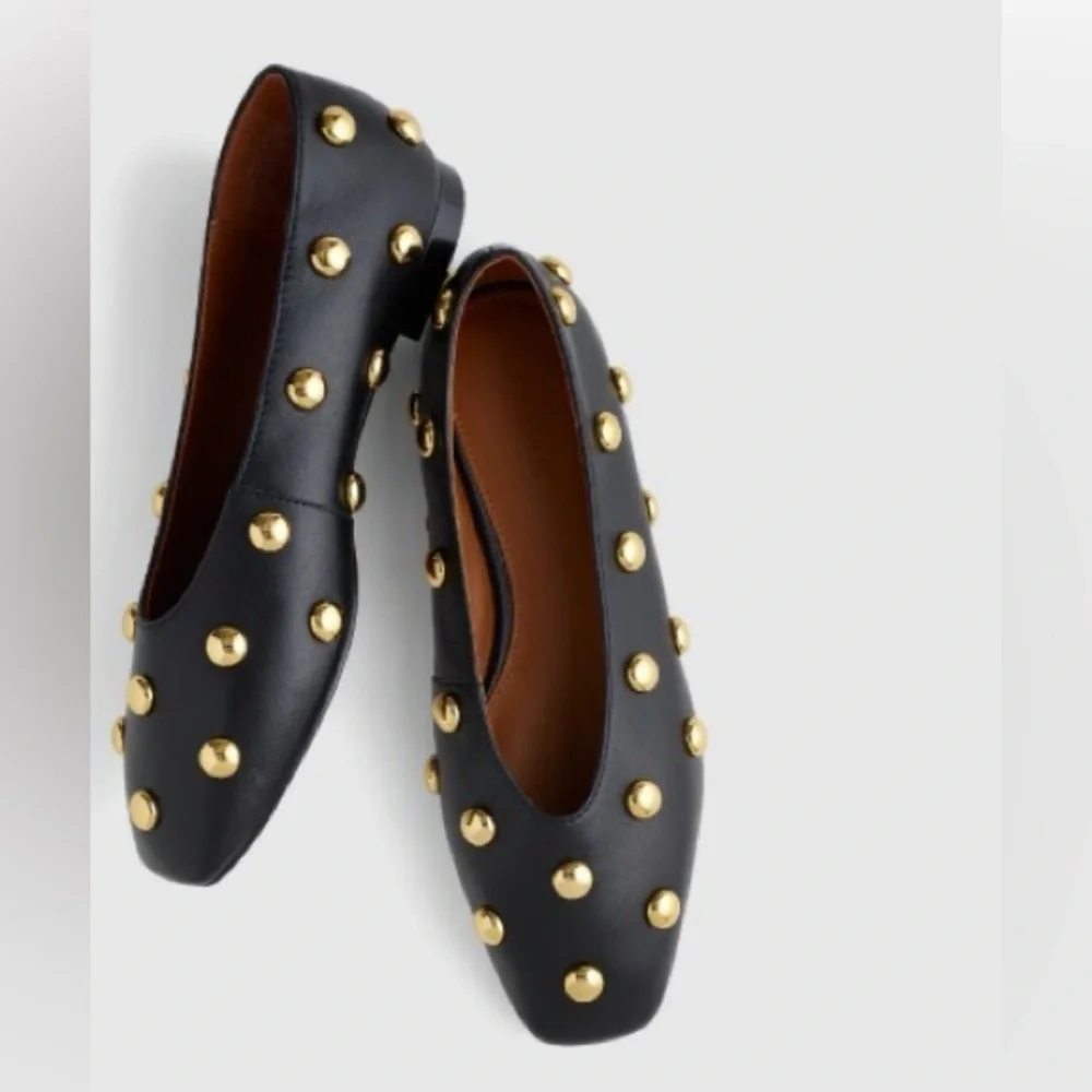 Madewell The Mylie Ballet Flat in Stud Embellished Leather NIB - Picture 1 of 10